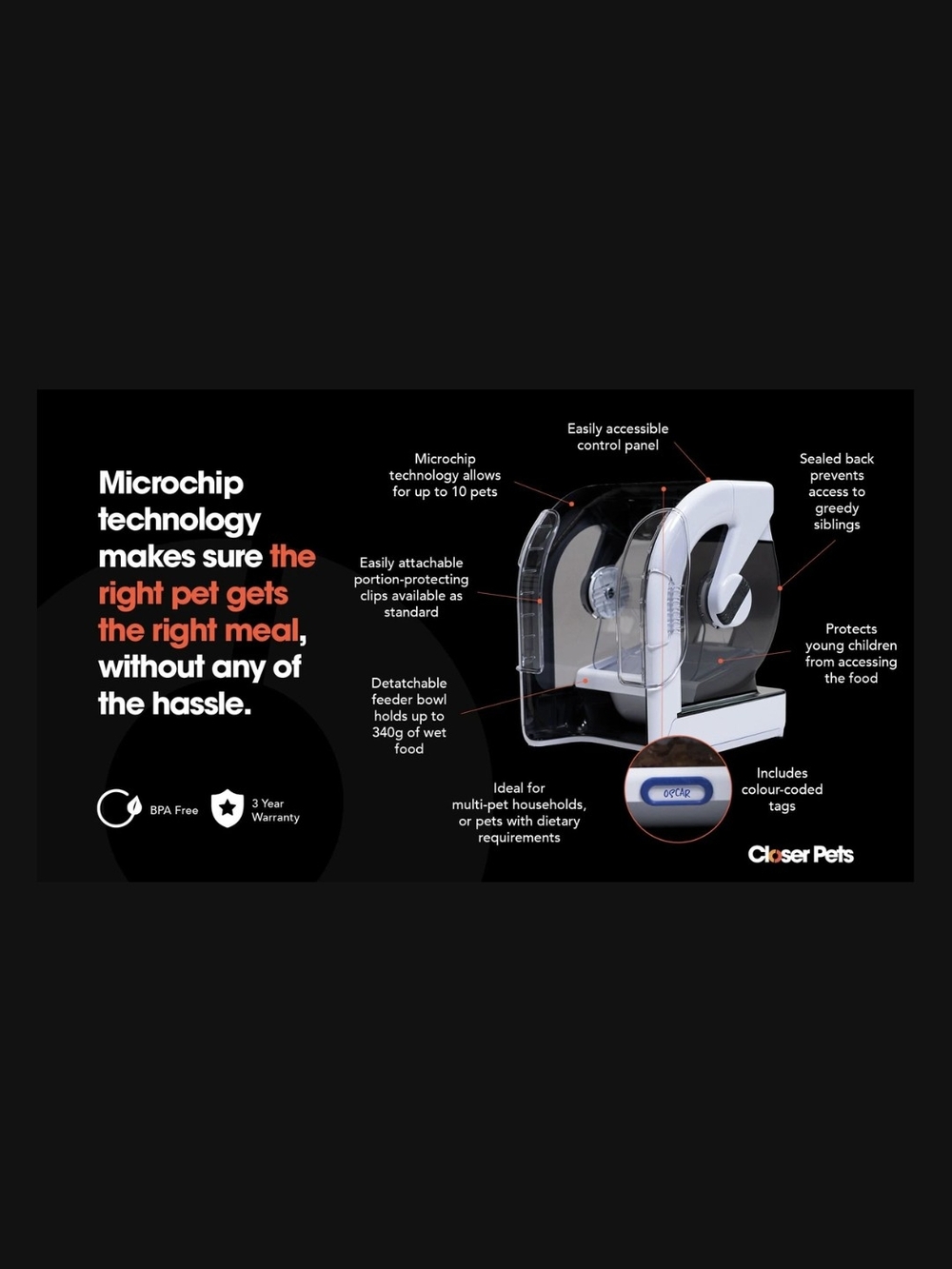 Closerpets Mibowl Microchip Cat And Small Dog Feeder - Picture 5 of 13